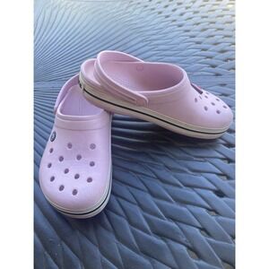 Crocs Crocband Clog Sandals Women's 9 Men's‎ 7 Pink White Black Preowned